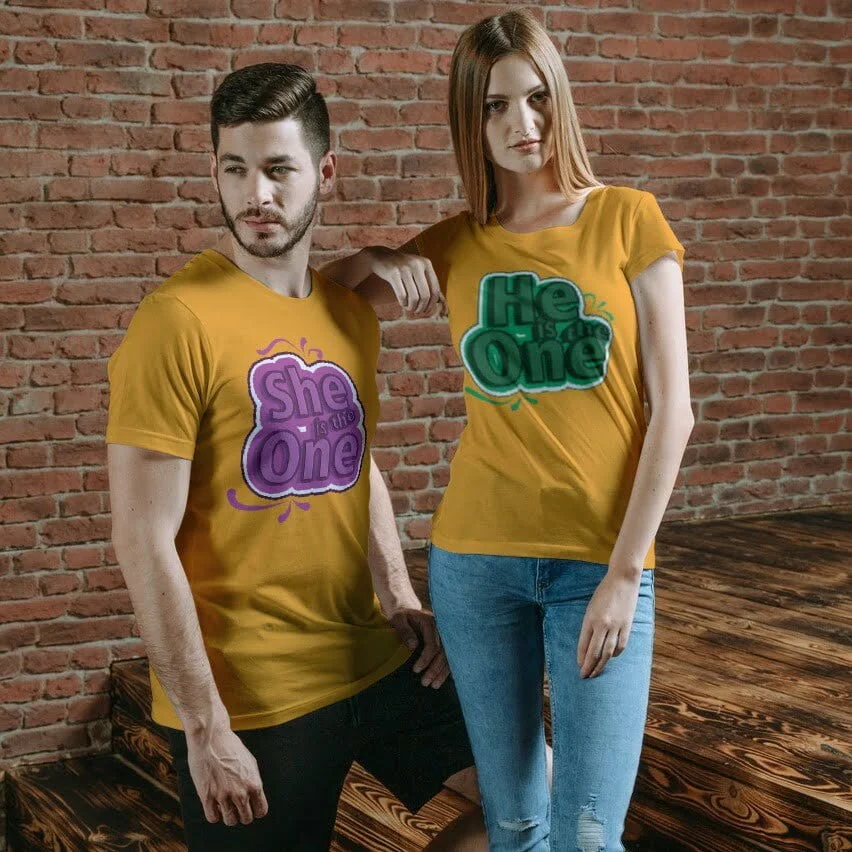 He/She is the One T-shirt - Round Neck Comfortable Couple T-shirt