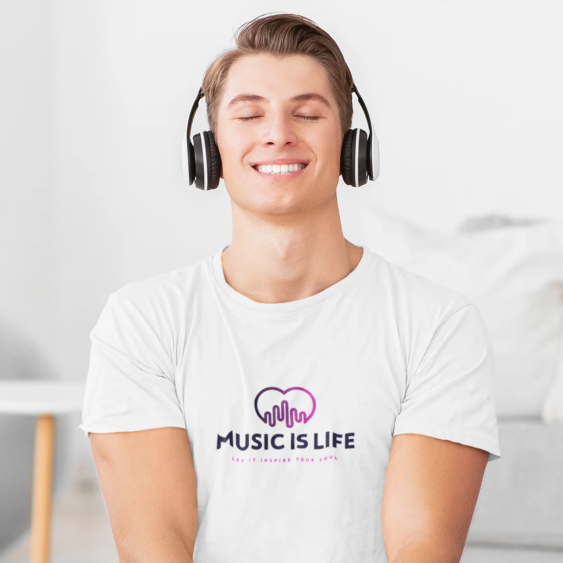 Music is Life T-Shirt - Women's Round Neck Comfortable Music T-shirt