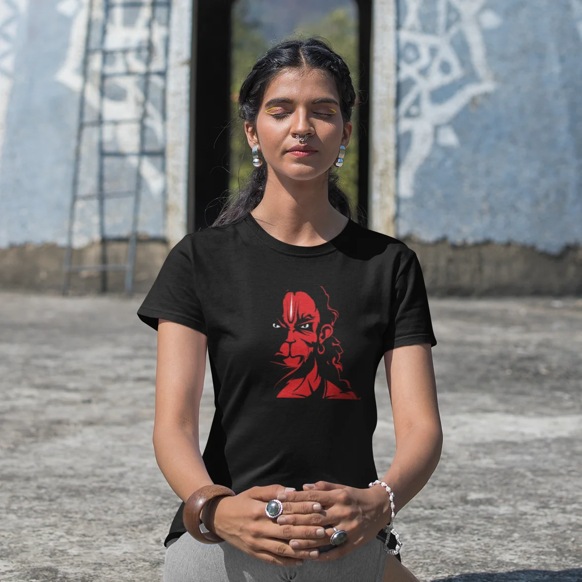 Hanuman T-Shirt - Classic Women's Round Neck Comfortable Hanuman T-shirt